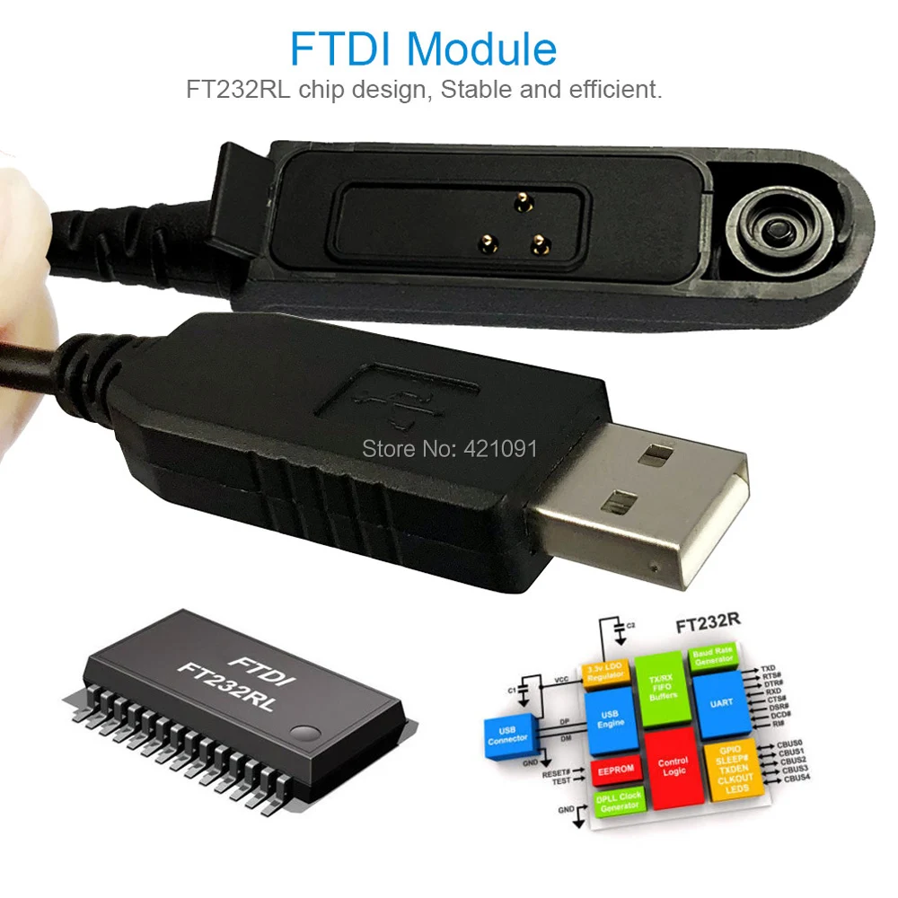 Cabo de programação usb ftdi, cabo de programação para baofeng gêmea