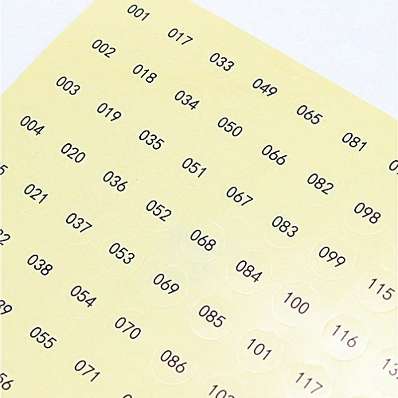 Transparent Waterproof Labels 1-480 Number Self-Adhesive Stickers for Nail Polish Color Number DIY School Stationery Supplies