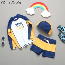 Badeanzug Kinder UV Schutz Baby Kleinkind Badeanzug Lange Ärmeln Schwimmen Shirt Badehose Hut Rash Guard Set 2-11 jahre Alten Jungen