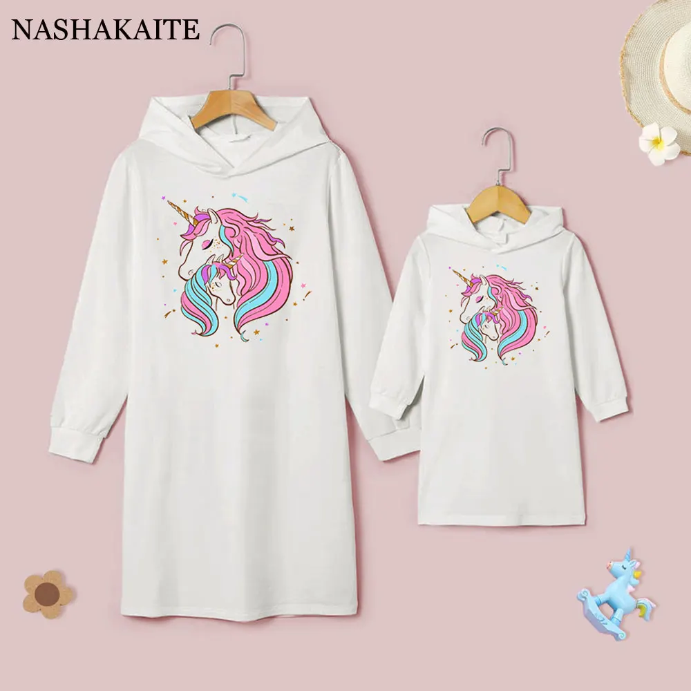 Unicorn Print Pajamas Mother Kids Family Look Mom And Daughter Dress Dress For Mommy And Me Dress Family Matching Clothes