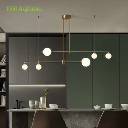 Brass White Glass Ball Chandelier Restaurant Kitchen Bar Hanging Light Fixtures Gold Copper G9 Nordic Lamp Loft Deco