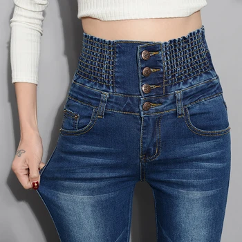 Denim Pants Autumn Winter Jeans For Women High Waist Skinny Warm Thick Jeans Womens High Elastic Plus Size Stretch Jeans Velvet