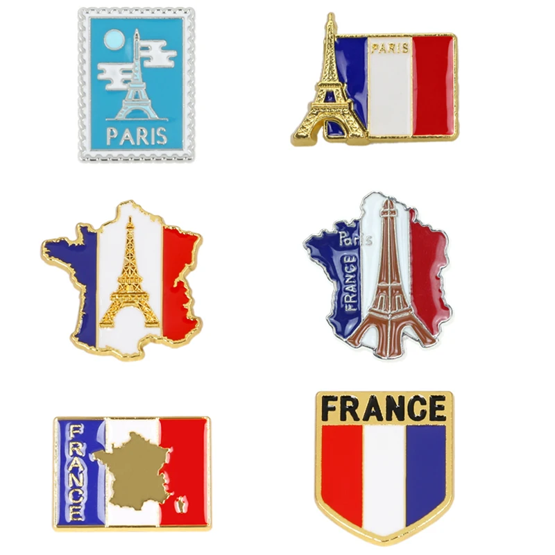 France National Flag Enamel Pins GR Paris Eiffel Tower La Tour Eiffel Souvenir Badge Brooch Bag Clothes Lapel Pin