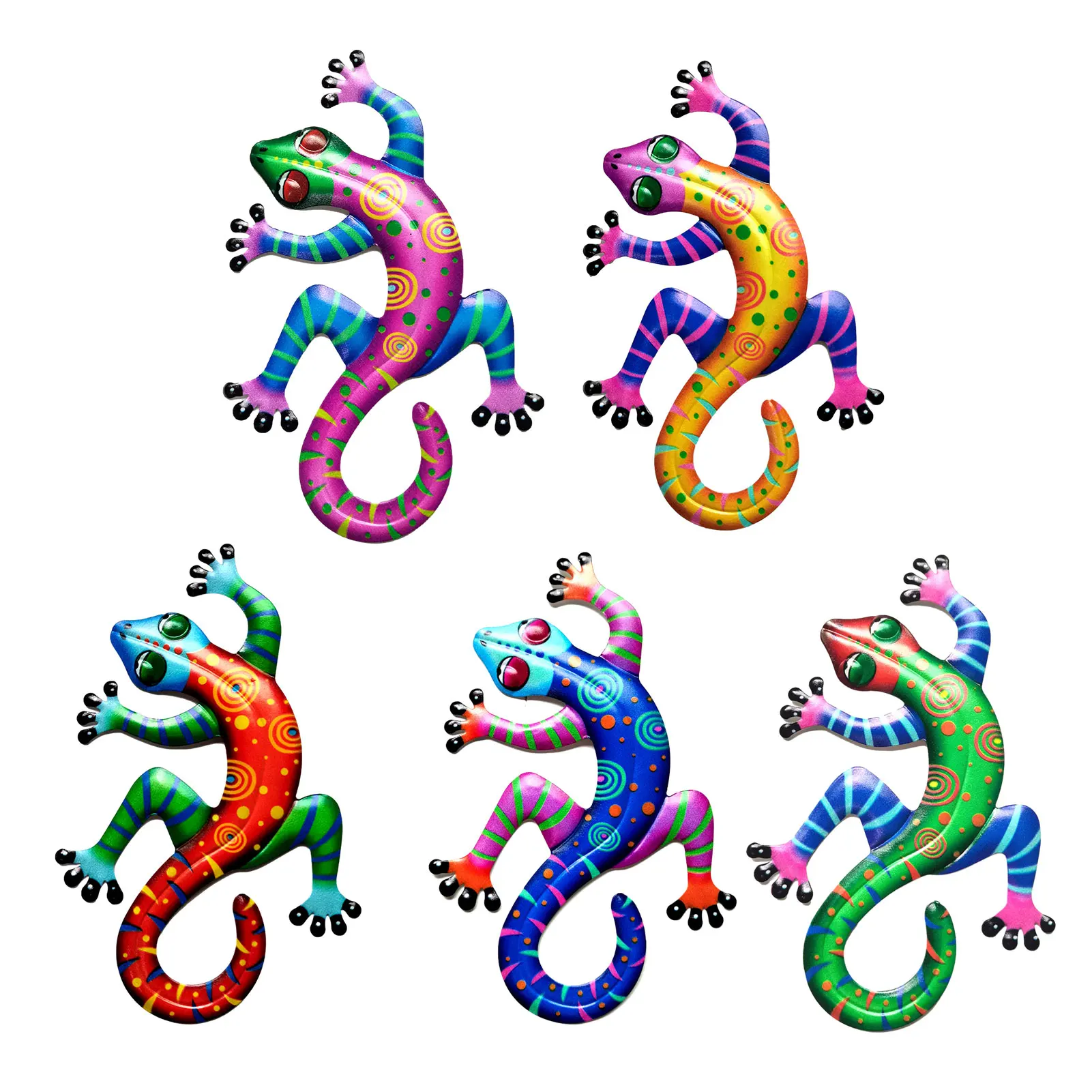 

5 шт. нержавеющий Железный Gecko, настенный искусство, искусство, подвесной внутренний и наружный Декор для дома, спальни, гостиной, офиса, сада