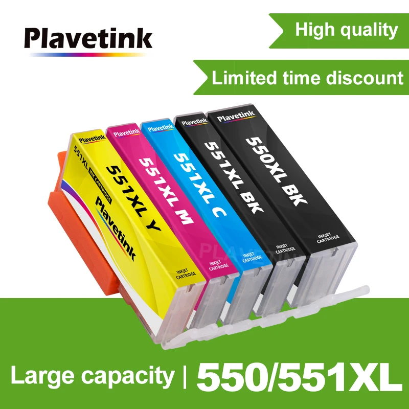 Plavetink Ink Cartridge For Canon PGI550 CLI551 PGI 550 PGI-550 CLI-551 PIXMA IP7250 MG5450 MG5550 MG6450 MG5650 MG6650 Printer