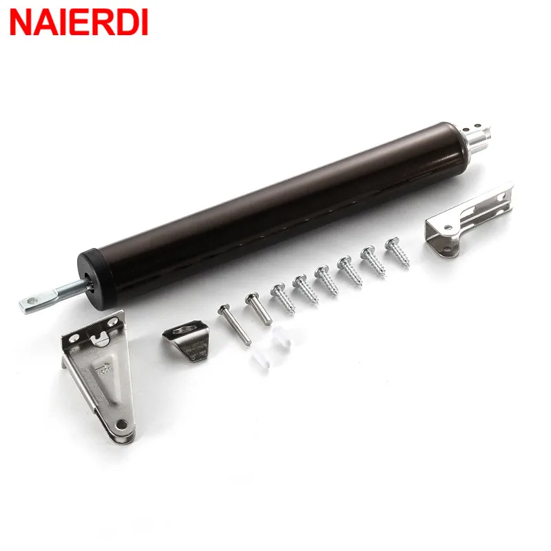 NAIERDI Automatic Door Closer 35kg Aluminum Alloy Soft Closing Adjustable Gas Spring 100 Degree Positioning Stop Door Hardware