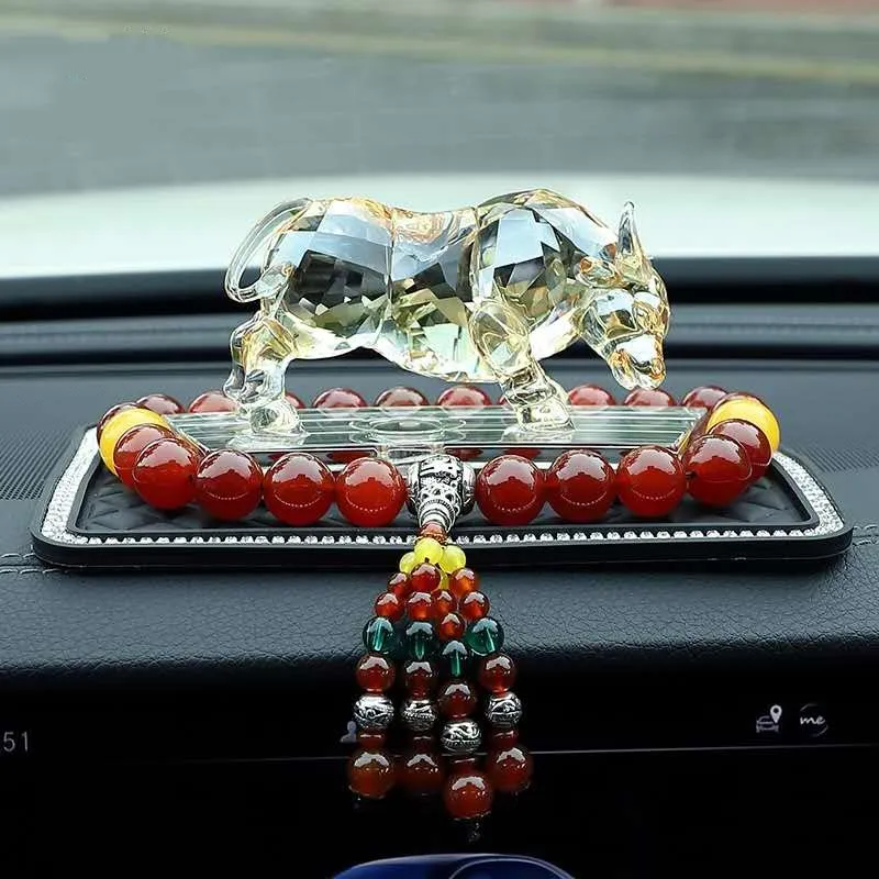 Birthday gift Car Zodiac Ox Bull Decorations High-end Crystal Lucky Bull Car Interior Jewelry Car Perfume Seat Decoration