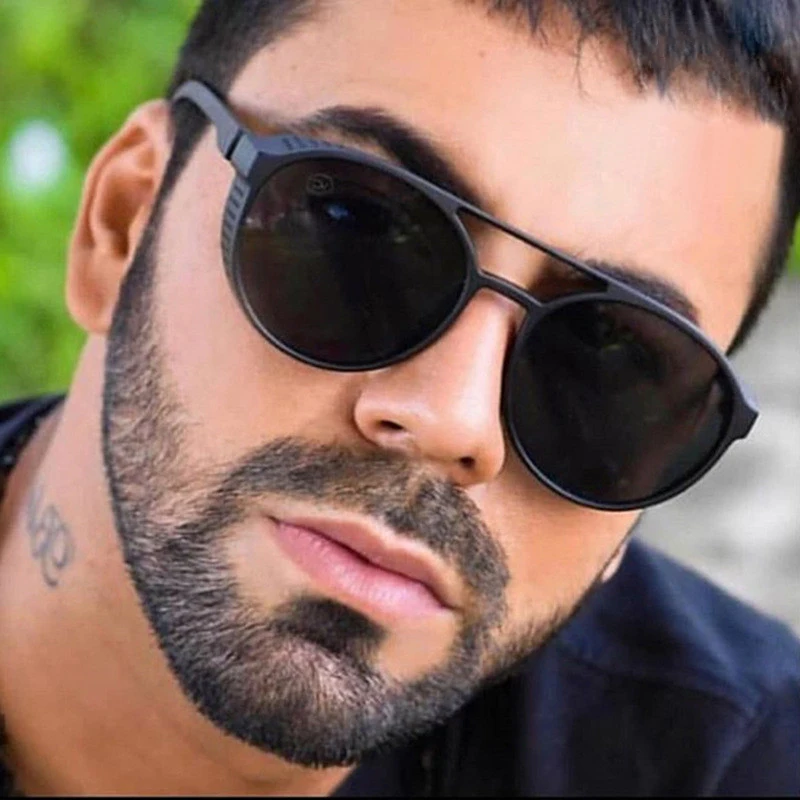 Klassische Steampunk Sonnenbrille Männer Mode Runde Brille Für Männliche Vintage Marke Designer Brillen Shades Outdoor UV400 – Detail 2
