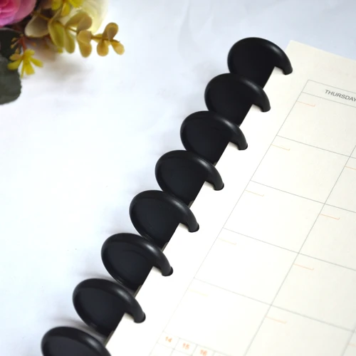 Imagen 2 del producto Disco de encuadernación de plástico, hebilla de anillo de plástico negro, botón de agujero De Seta, hoja suelta, cuaderno redondo, 12 piezas, 18/24/28/32/38mm