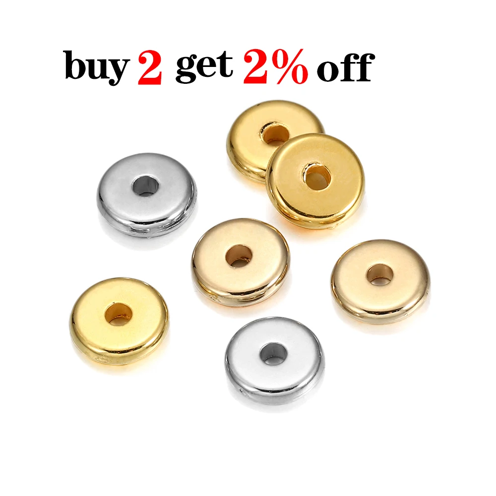 150pcs/lot Hole 2.0mm Gold Color Flat Round CCB Plastic Bead Spacer Loose Beads Handmade DIY Bracelet Jewelry Making Supplies