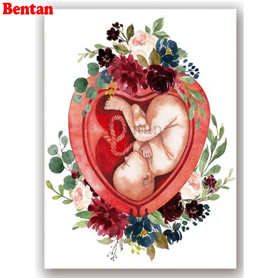 

Full Square Diamond Painting Pregnancy Baby Watercolor Floral 3D Full Round Embroidery Cross Stitch Mosaic Gynecologist Medical