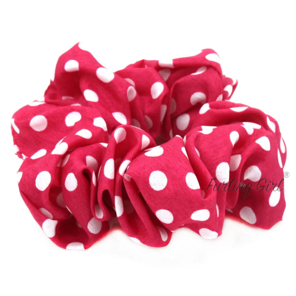 Furling Girl 1PC Polka Dots Chiffon Hair Scrunchies Ponytail Holder cravatte per capelli Bobble fasce elastiche per capelli accessori per capelli da donna