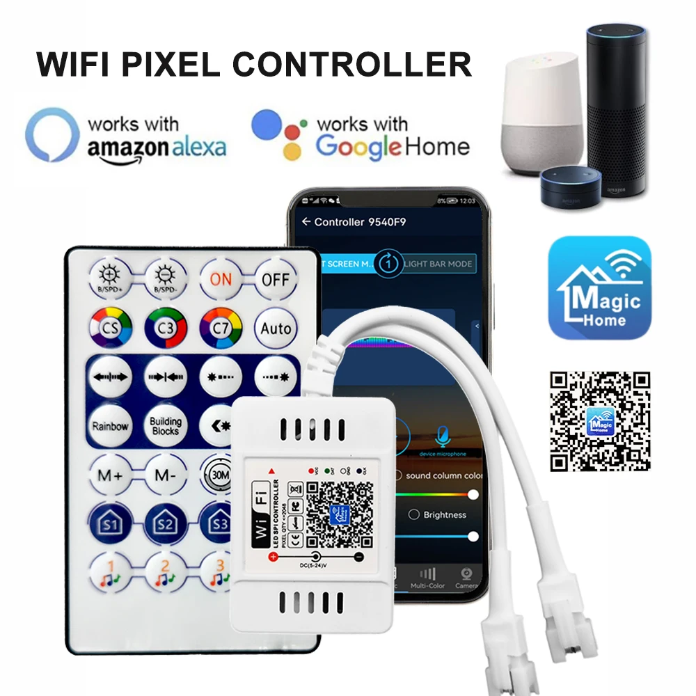 DC12-24V 28Key Dual Output Music Controller Wifi pixel voce per 3pin indirizzabile individualmente 5050 RGB Strip Light Ring Panel