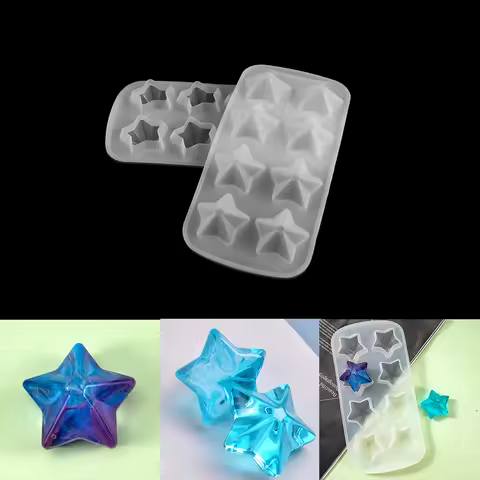 8 Grid 3D Star DIY Crystal Epoxy Resin Molds Translucent Pendant Star Diamond Jewelry Homemade Silicone Mould For Resin Art