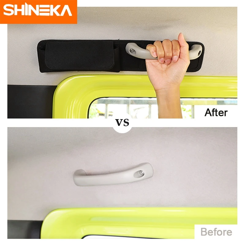 SHINEKA Stowing Tidying Black Car Top Grab Handle Storage Bag Sunglasses Bag Organizer Accessories For Suzuki Jimny 2010-2024 view 5