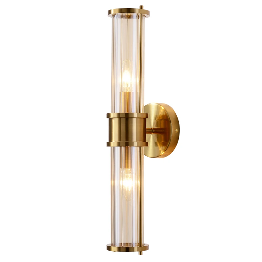Modern Luxury Cylindrical Cognac Glass Wall Lamps American Living Room Dining Room Bedroom Sconce