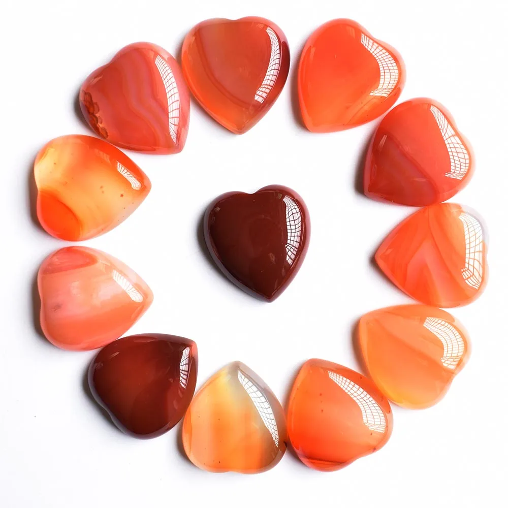 2020 new Top quality Assorted natural stone mix heart shape cab cabochons beads for jewelry making 25mm wholesale 12pcs/lot free