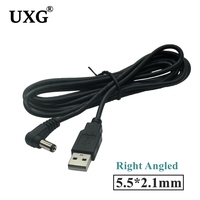 2M 1M USB 2.0 to DC 5.5mm / 2.1mm 5.5x2.1 tubular 5 Volt DC Barrel Jack Power charge Cable 1m Elbow Right Angle Design