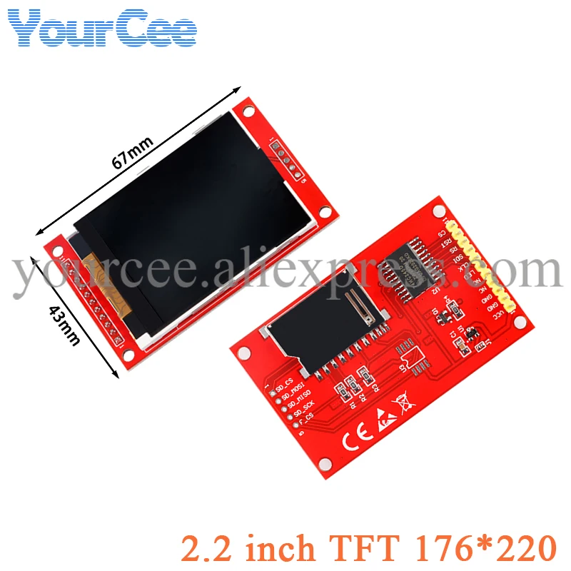 

2.2" 2.2 inch TFT Colorful LCD Screen Display Module 16BIT SPI Serial Port 176*220 ILI9225 Drive IC For Arduino 3.3V~5V