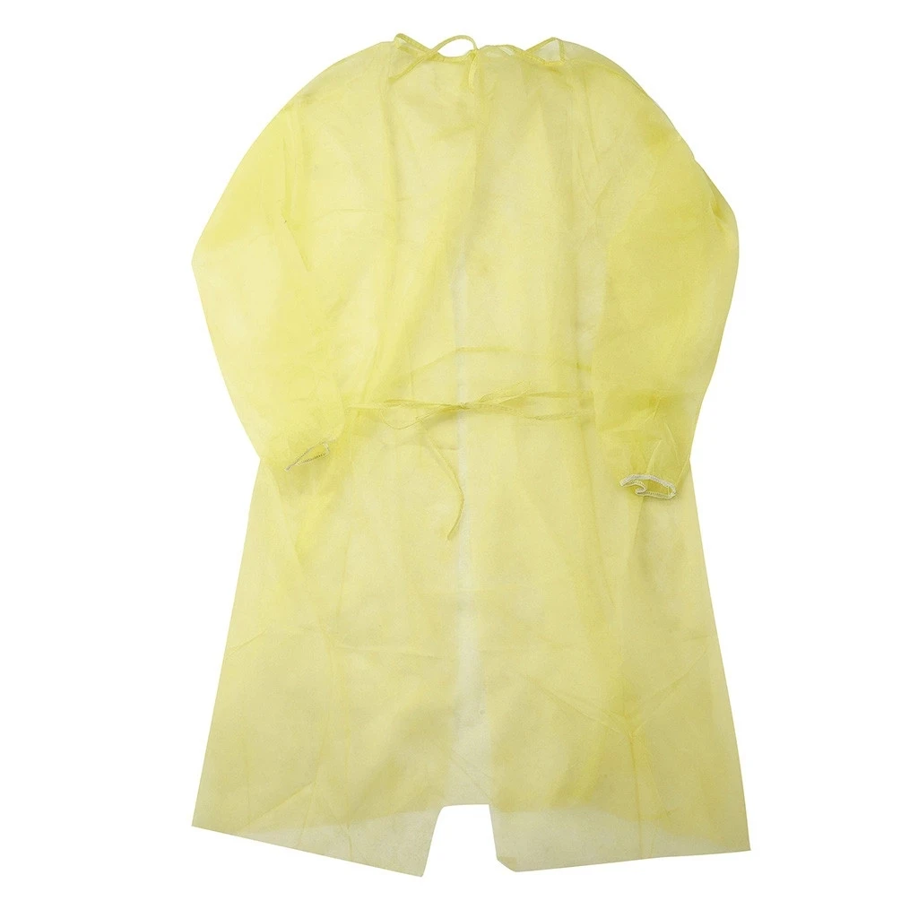 Yellow 10/100PCS disposable protective isolation suit anti-oil and anti-greasy nurse suit anti-fog nursing suit