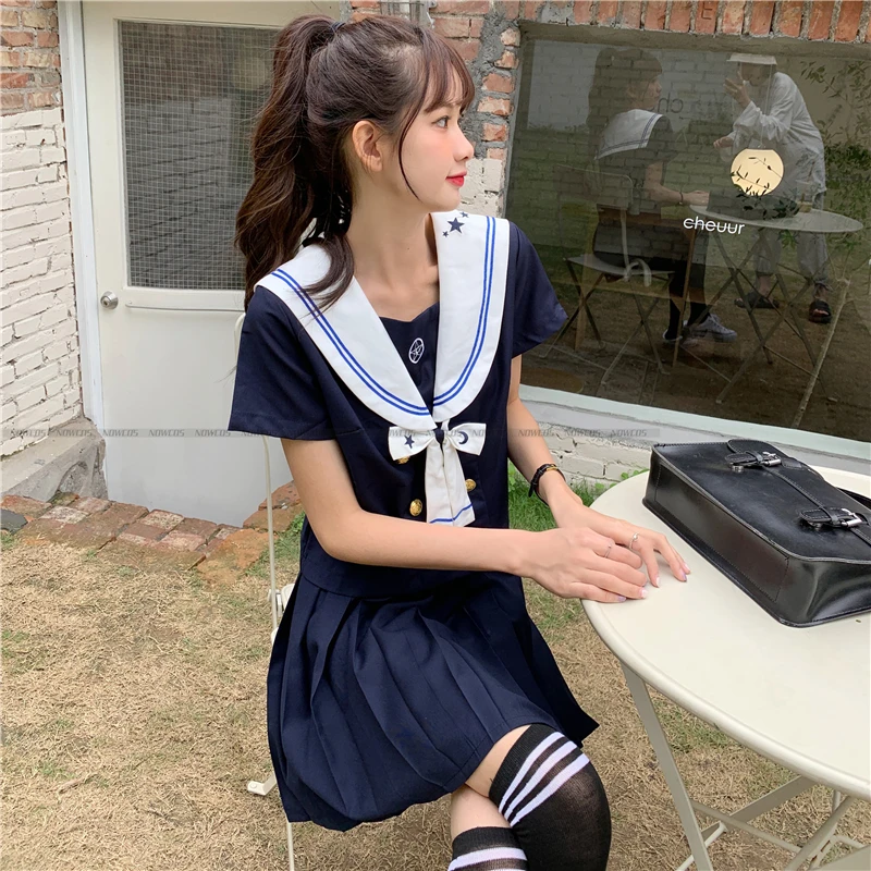 Stickerei Sterne Mond Fantasie orthodoxe schlechte JK Uniform Rock japanische weibliche Matrosen Anzug japanische weiche Mädchen Mittelschule Anzug