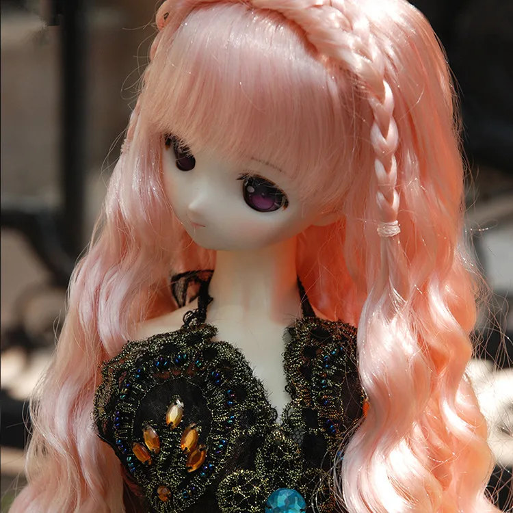 BJD doll clothes are suitable for 1/3 1/4 1/6 size braided reeled hair with long wavy imitation mohair doll accessories