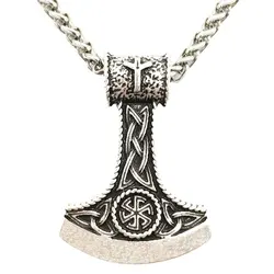 Slavic Perun Axe Kolovrat Pendant Runic Rune ALGIZ Talisman Pagan Scandinavian Viking Necklace Amulet