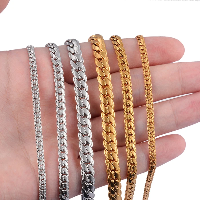Goldfarbene Massivmetall-Edelstahlkette Figaro-Gliederkette Vintage Choker für Männer und Frauen – Detail 3