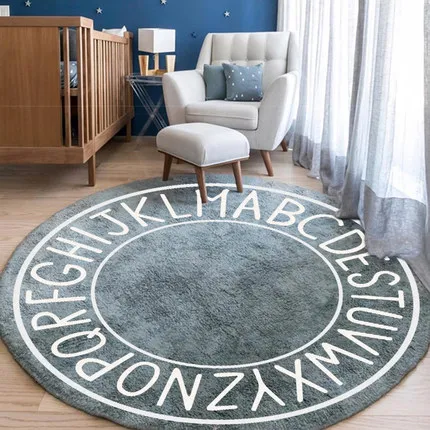 

Circular Carpet English Letters Children's Room Bedside Rug Living Room Home Floor Mat