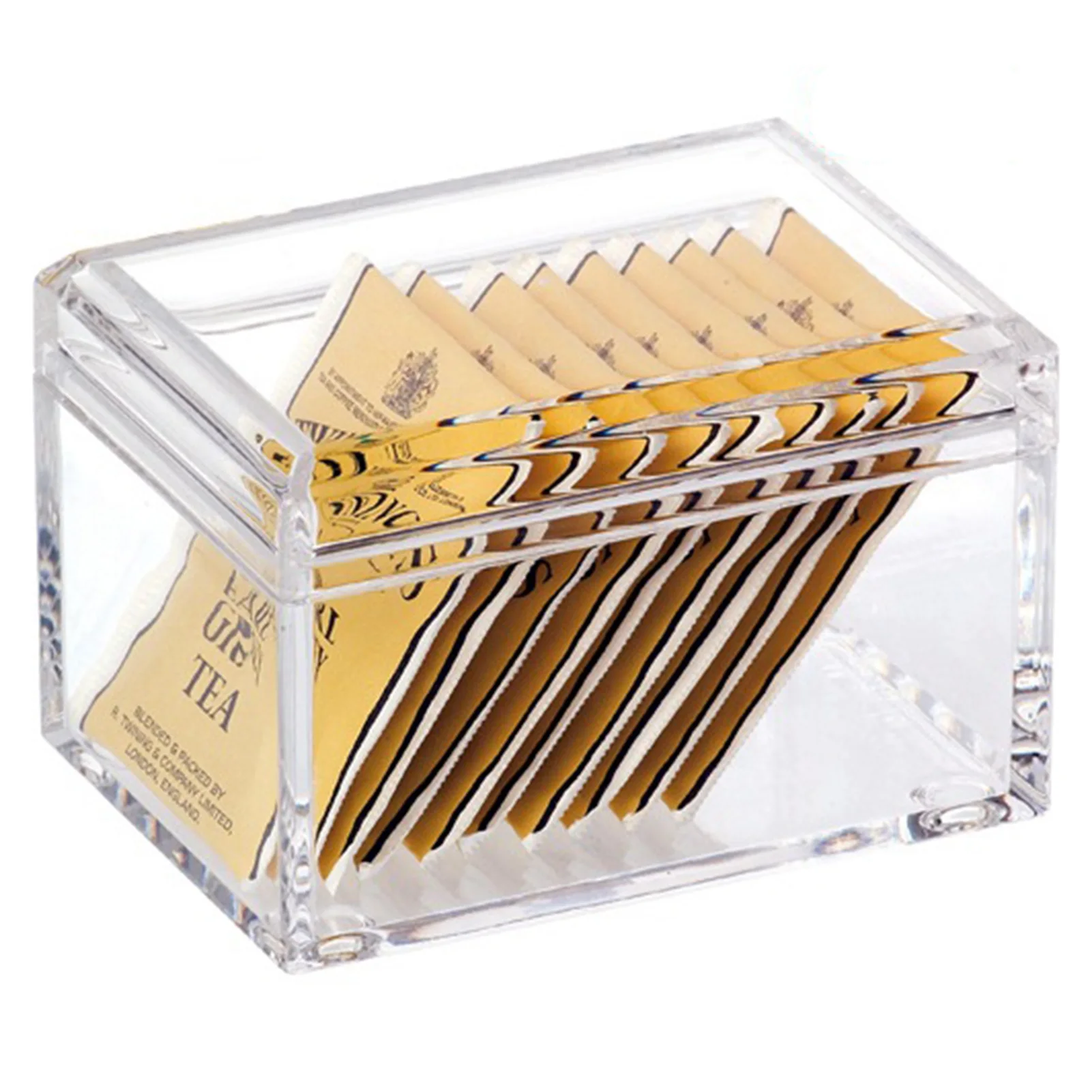 

1/2 Lattices Clear Acrylic Tea Bags Holder Coffee Sugar Bag Boxes Acrylic Storage Organizer Case Container With Dustproof Cover