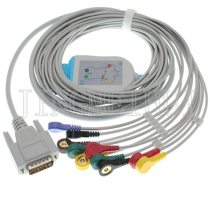 Compatible with Carewell ECG-1101/1103/1112/T12 10-lead EKG cable 3.0DIN/4.0Banana/Snap/Clip/Animal Vet leadwire.