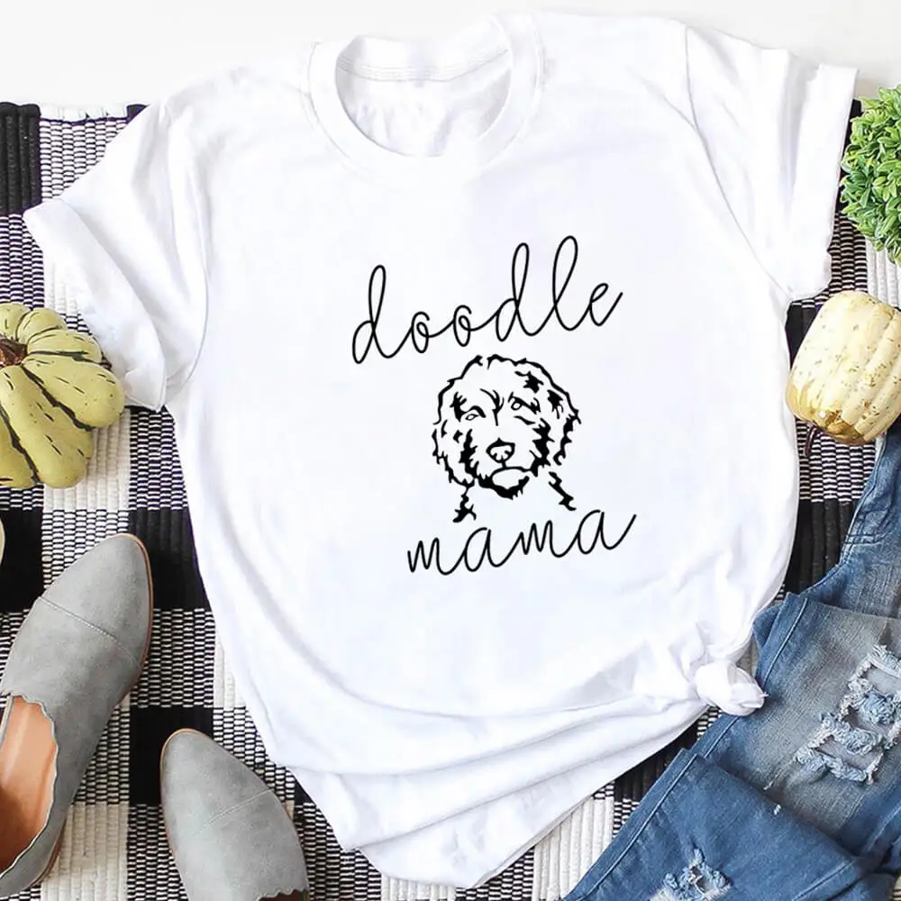 

Cute Dog Mama Print 100%Cotton Women's Tshirt Dog Mom Life Funny Summer Casual O-Neck Short Sleeve Tops Pet Lover Gift