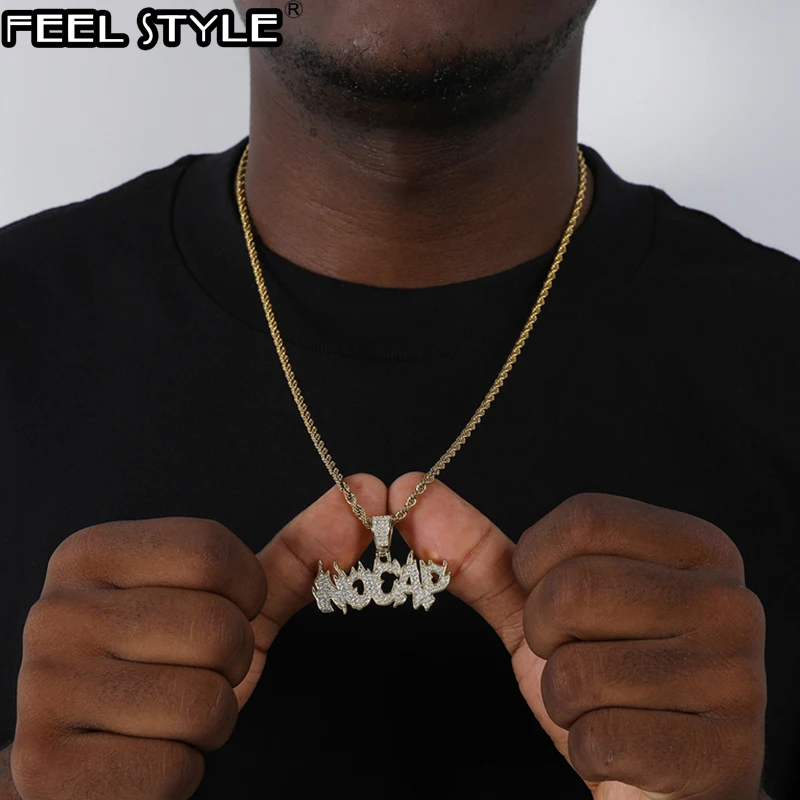 Iced Out Bling No Cap Cubic Zirconia Micro Paved CZ Necklaces & Pendants For Men Hip Hop Jewelry With Tennis Chain