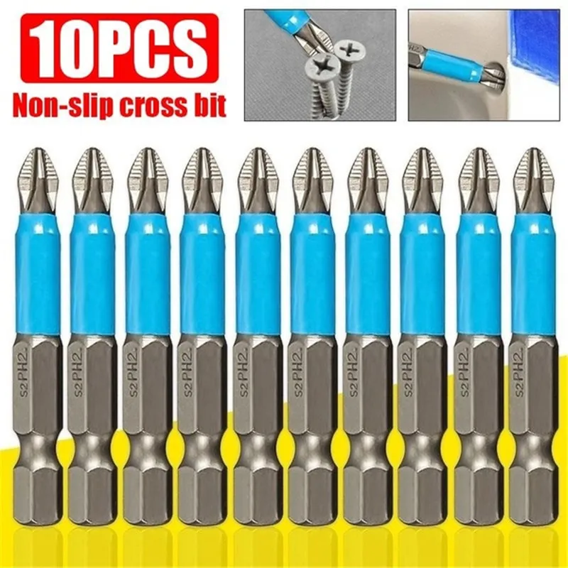 5/7/10 pçs conjunto de bits de chave de fenda 50mm ph2 antiderrapante com magnético 1/4 "hex shank se encaixa mão motorista de broca elétrica acessórios de mão