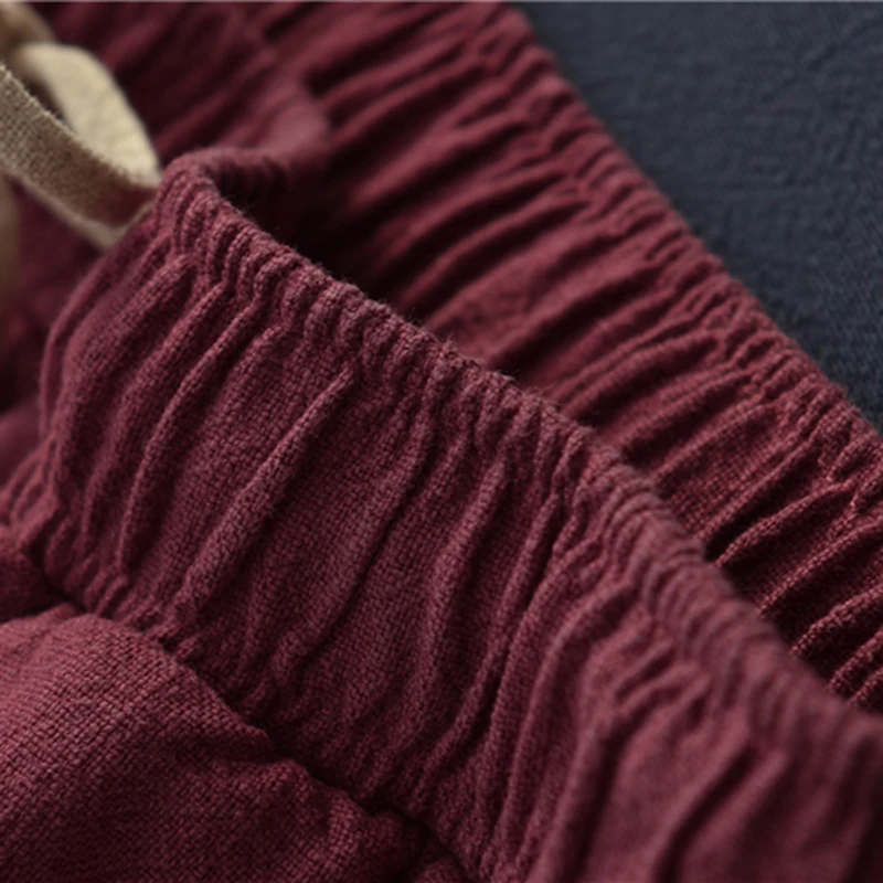 Wide Leg Harem Pants Trousers Chinese Style Streetwear Women Ethnic Vintage Elastic Waist Loose Long Cotton Linen  Slacks