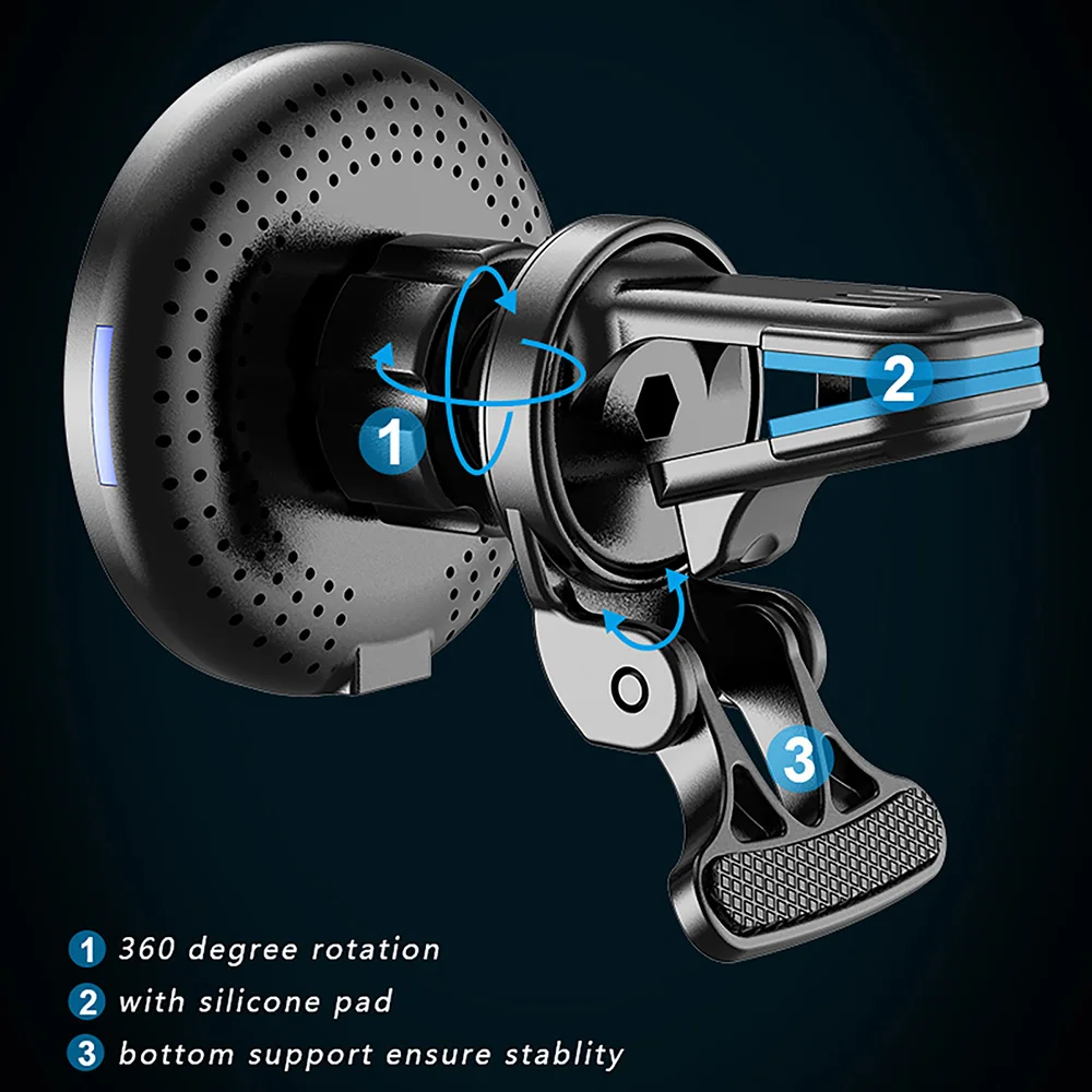 15W หนีบแม่เหล็กไร้สายสำหรับ iPhone 13 12 Pro Max Mini Air Vent ผู้ถือโทรศัพท์มือถือ Bracket fast Charging