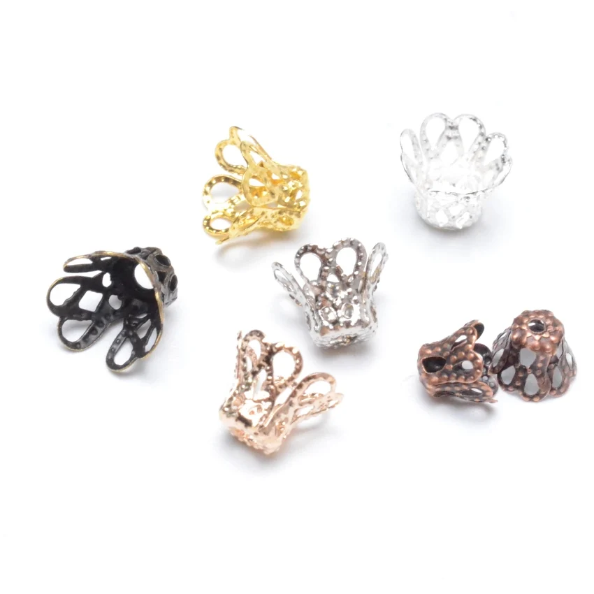 Jewelry DIY Vintage Filigree Metal Cup Hollow Flower Spacer Beads End Caps Pendant DIY Charms Connectors Jewelry Finding