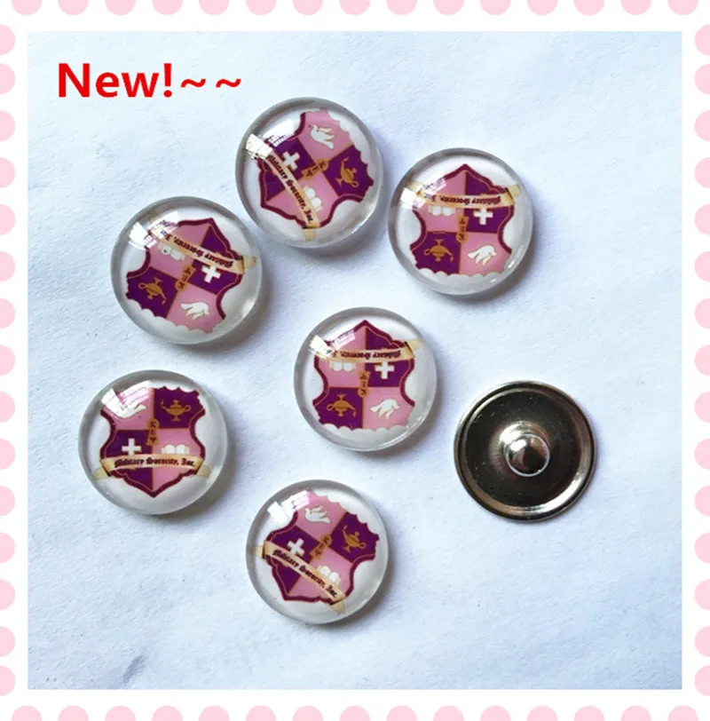 KEP Shield Button Glass Metal 18mm Jewelry Accessories DIY Pink Purple Crest Snaps Findings 10-20pcs/lot,ONC060