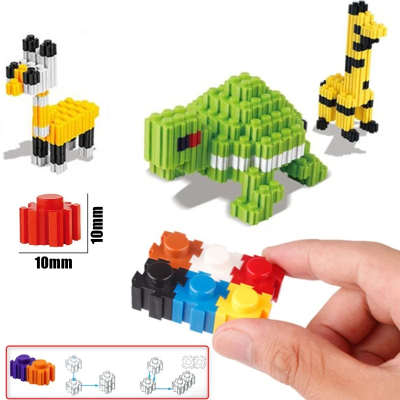 Mini bloques de construcción 3D para niños, 10mm y 1000 piezas de ladrillos de juguete, rompecabezas creativo, Compatible con bloques de diamantes en miniatura, intelectual