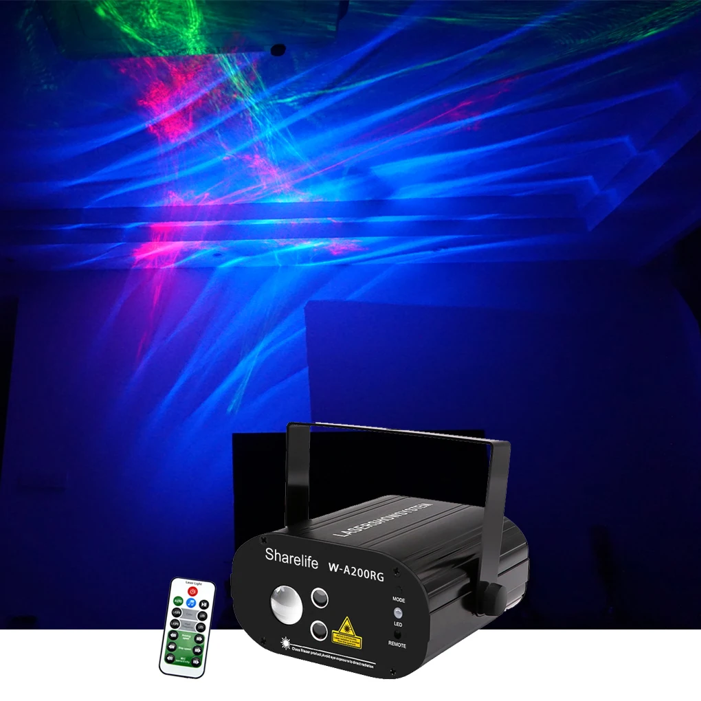 Sharelife Mini Red Green Aurora Laser Light Mixed RGB LED Watermark Remote Home Gig Party Show DJ Stage Lighting W-200RG