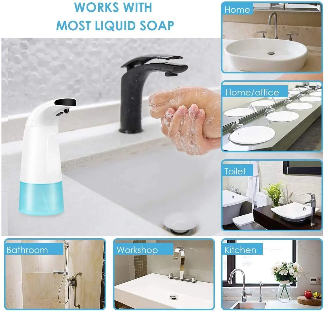 Automatic Foam Soap Dispenser, Touchless Foaming, Infrared Motion Sensor, Hands-Free Soap Pump, Bathroom, Kitchen, House, 250ml