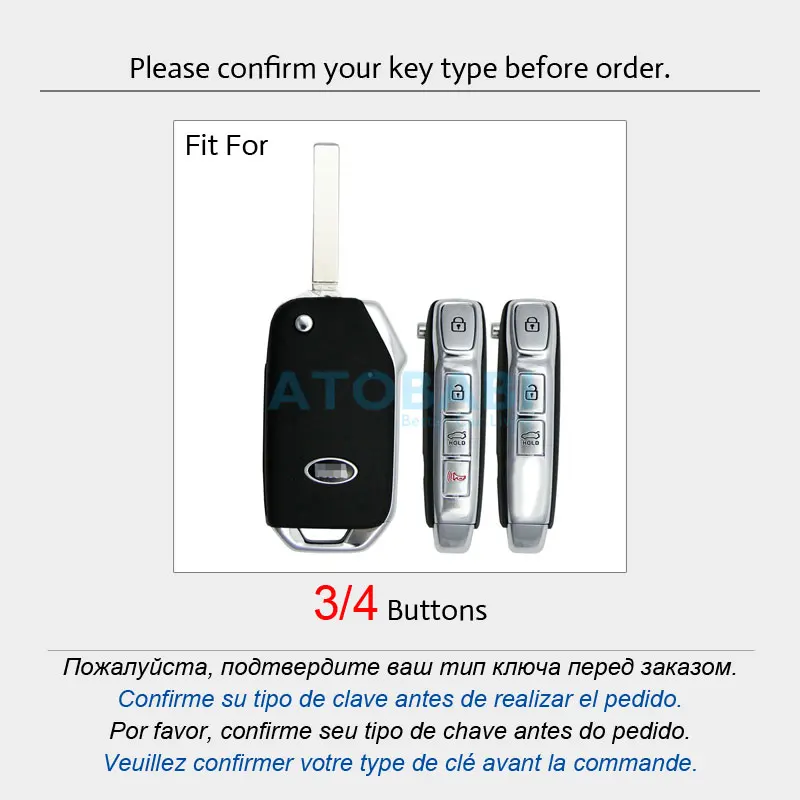 ATOBABI ABS Car Key Cases For Kia Sportage Ceed Sorento Cerato Forte Soul Niro 2019 2020 Folding Remote Control Protector Cover