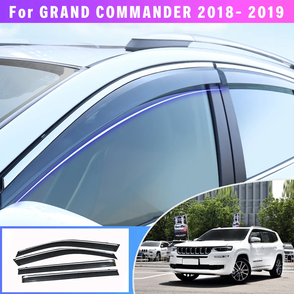 Car Styling For Jeep Grand Commander 2018 Smoke car window visor sun Rain Guard Wind Deflectors Car Styling Accessorie 4PC