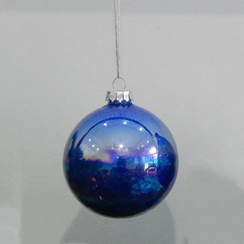 

12pcs/pack Diameter=8cm Small Size Pearl Lustre Blue Powder Glass Globe Home Decoration Christmas Tree Festival Hanging Ornament