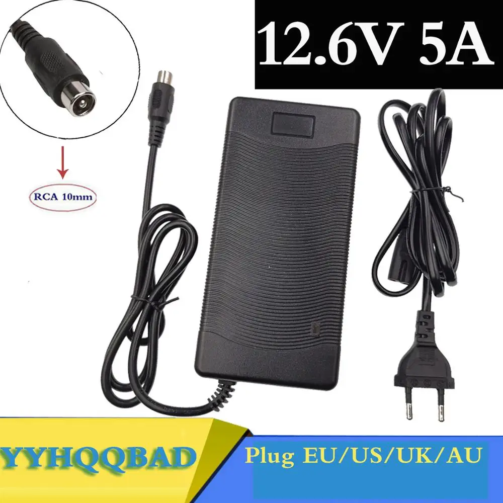 12,6 V 5A Ladegerät Kombination von 18650 Li-Ion Lithium-Akku Ladegerät US EU Stecker 12,6 v ladegerät RCA stecker