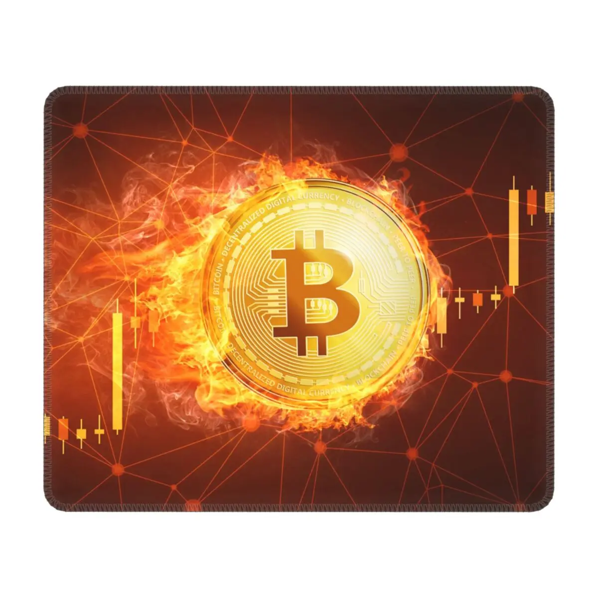 Bitcoin Coin Computer Mouse Pad Mat Soft Mousepad with Stitched Edges Non-Slip Rubber Btc Crypto Currency Mouse Pads for Gaming