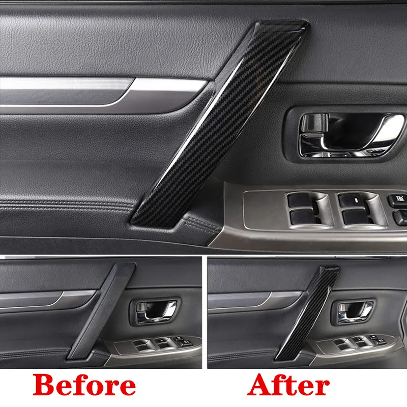 4 pieces  for Mitsubishi PAJERO 2007 -2019 Auto parts Carbon Fiber Color Side Door Handle Cover