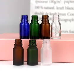 Spot 50pcs wholesale 10ml Clear Green Glass Dropper Bottle Cosmetic Blue Frosted Essential Oil Bottle Packaging Container