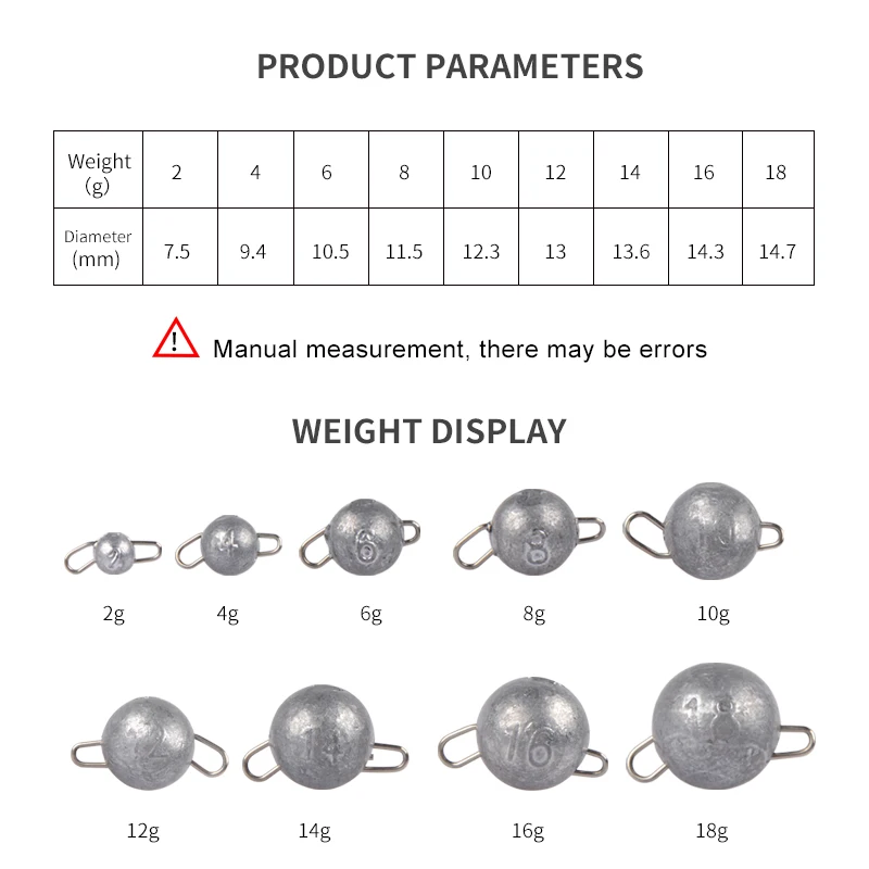 MEREDITH Móc Làm Trầm Trọng Thêm 2G 4G 6G 8G 10G 12G 14G 16G 18G Đầu Jig Nước Sâu Viên Đạn Trọng Lượng Mềm Dụ Mồi Câu Cá