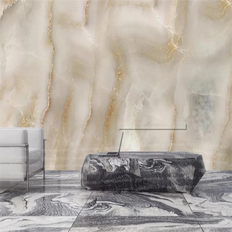 Milofi custom 3D wallpaper mural abstract atmospheric beige elegant background wall marble stone pattern living room decoration